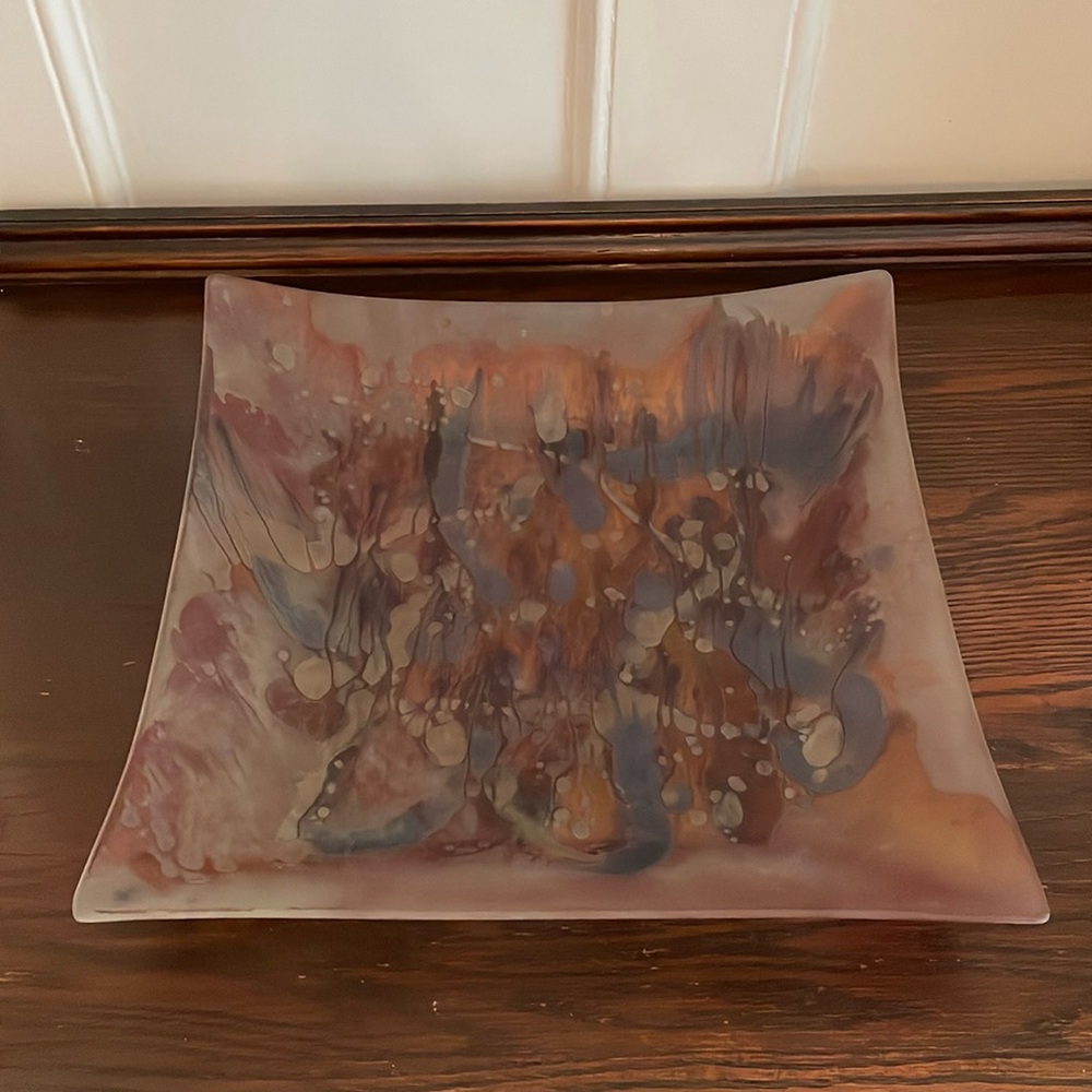 Vintage Square Frosted Glass Dish